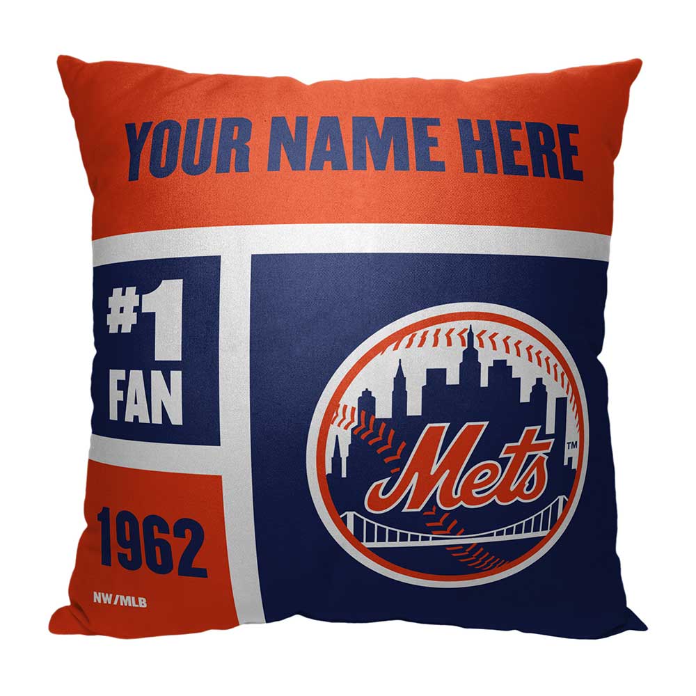 MLB New York Mets Colorblock Personalized Throw Pillow 18x18 Inches
