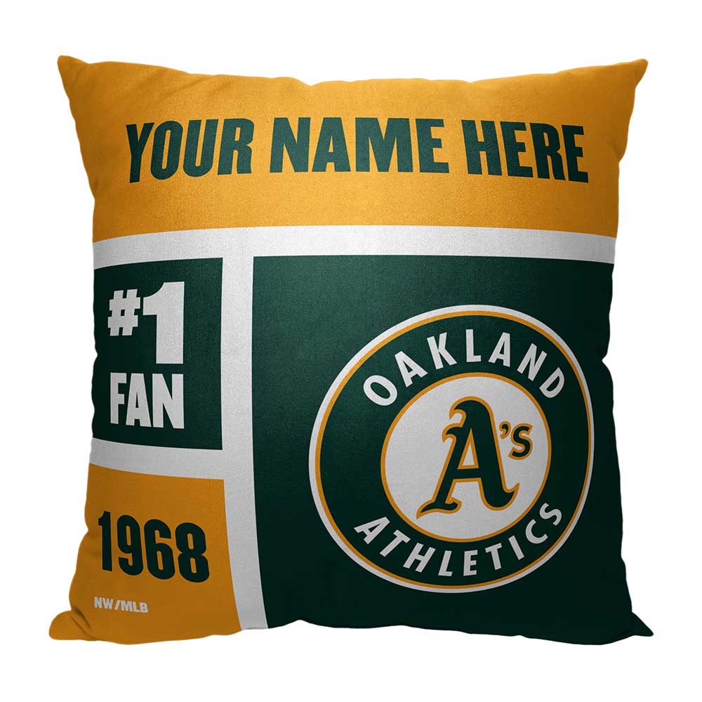 MLB Oakland Athletics Colorblock Personalized Throw Pillow 18x18 Inches