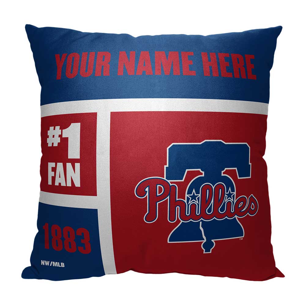 MLB Philadelphia Phillies Colorblock Personalized Throw Pillow 18x18 Inches