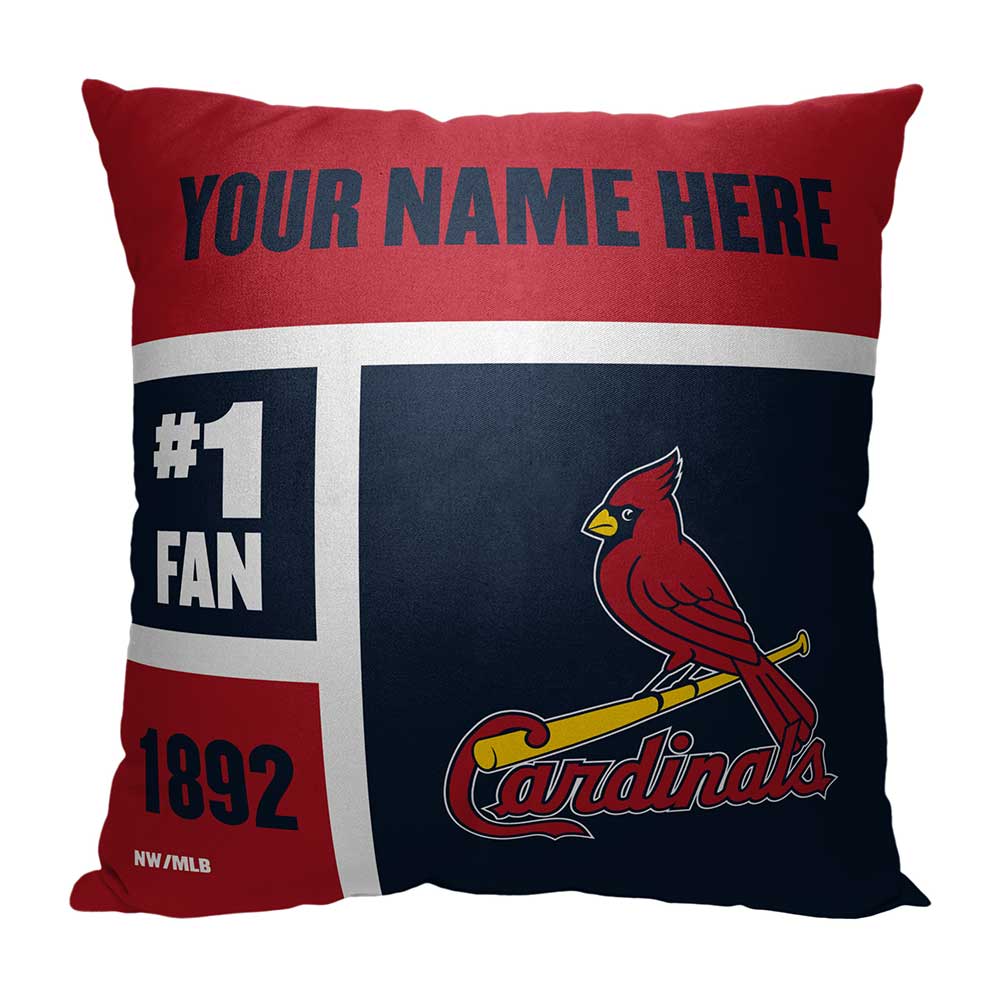 MLB St. Louis Cardinals Colorblock Personalized Throw Pillow 18x18 Inches