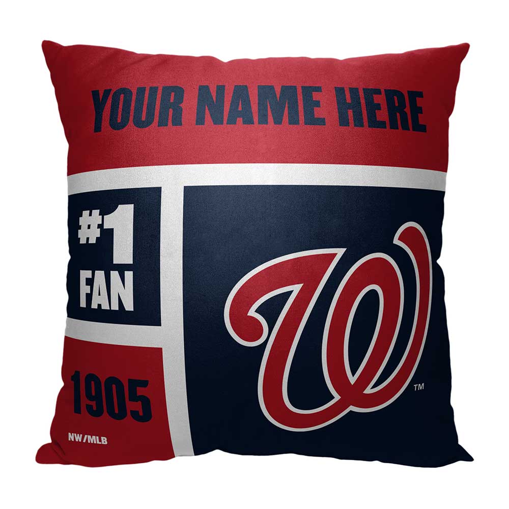 MLB Washington Nationals Colorblock Personalized Throw Pillow 18x18 Inches