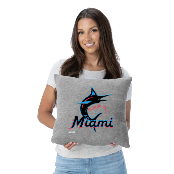 Miami Marlins MLB Primary Sweatshirt Pillow 16 Inches