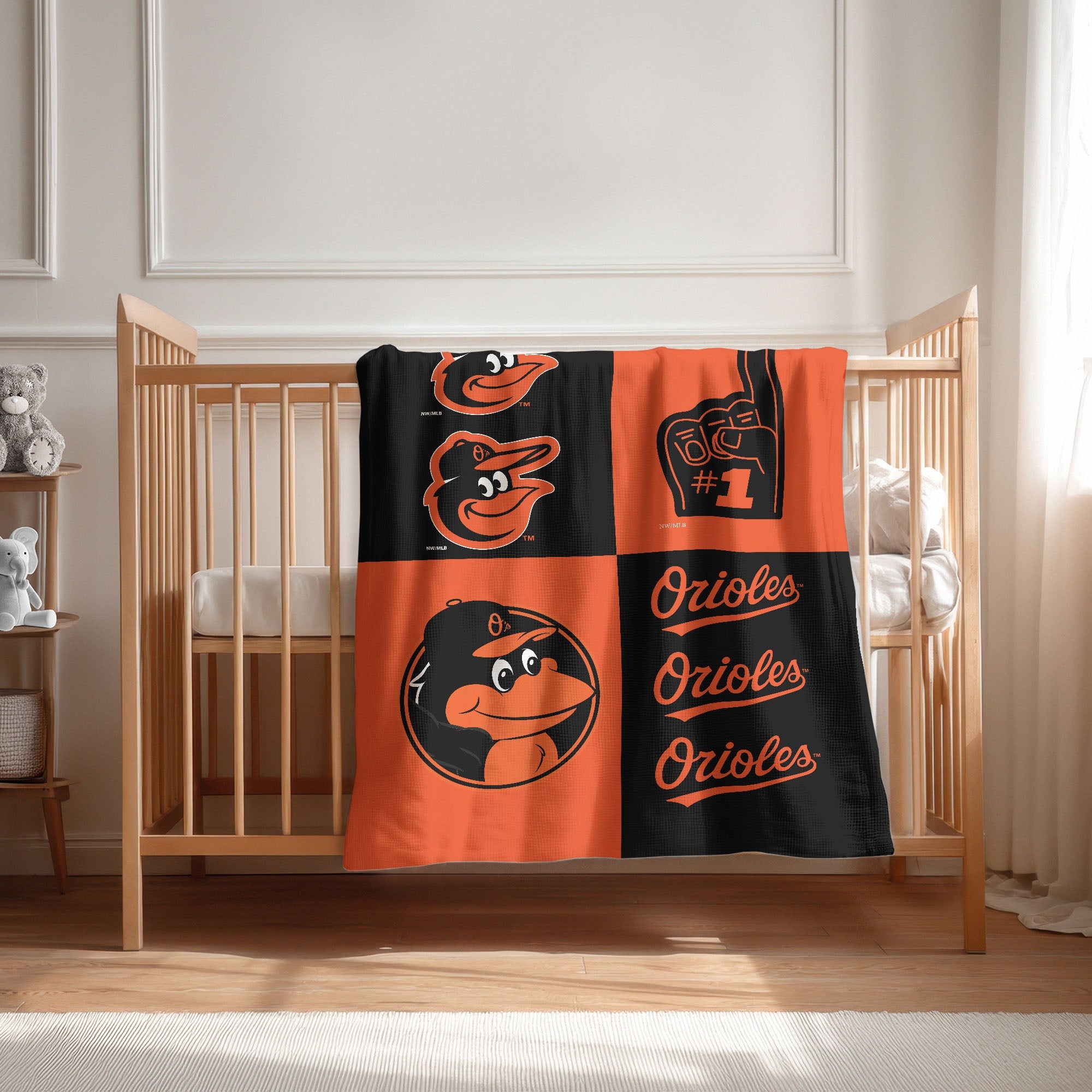Baltimore Orioles MLB Domino Swaddle Blanket 40x50 inches