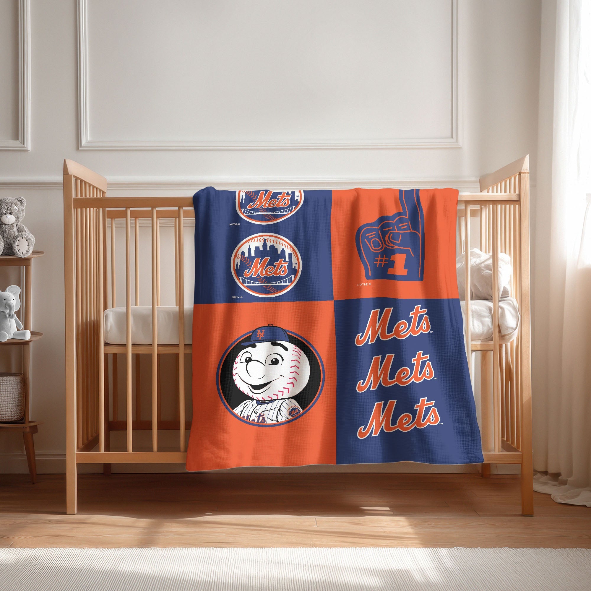 New York Mets MLB Domino Swaddle Blanket 40x50 inches