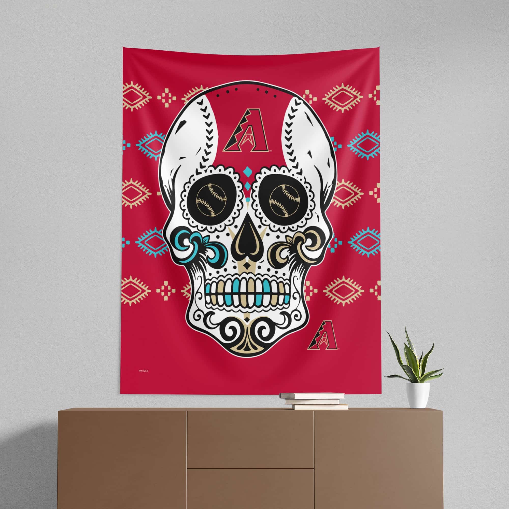 MLB Arizona Diamondbacks Candy Skull Wall Hanging 50¡Á60 Inches