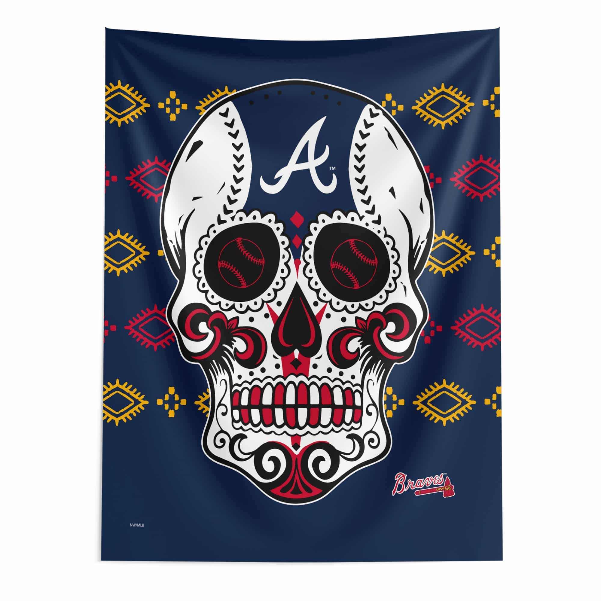 MLB Atlanta Braves Candy Skull Wall Hanging 50¡Á60 Inches