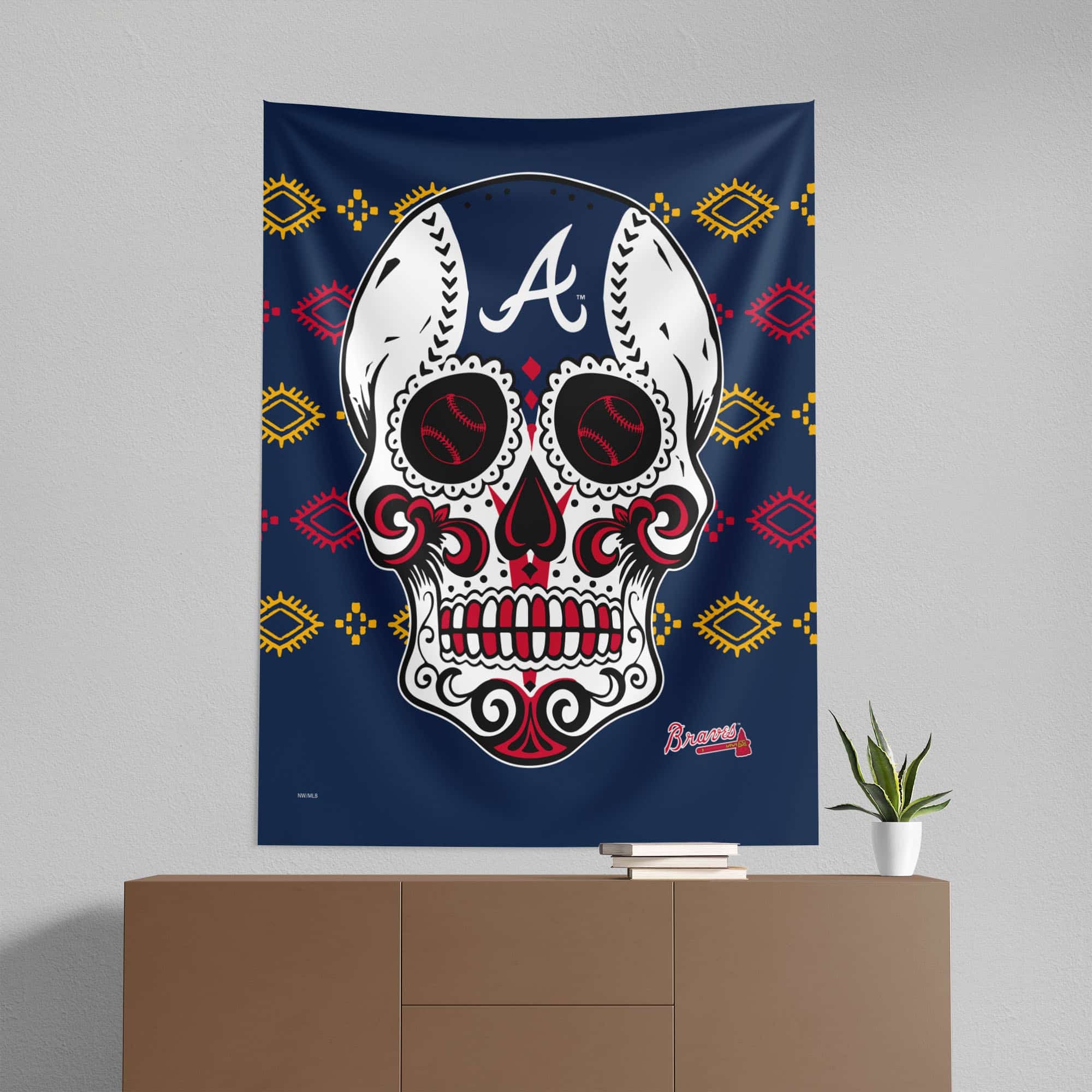 MLB Atlanta Braves Candy Skull Wall Hanging 50¡Á60 Inches