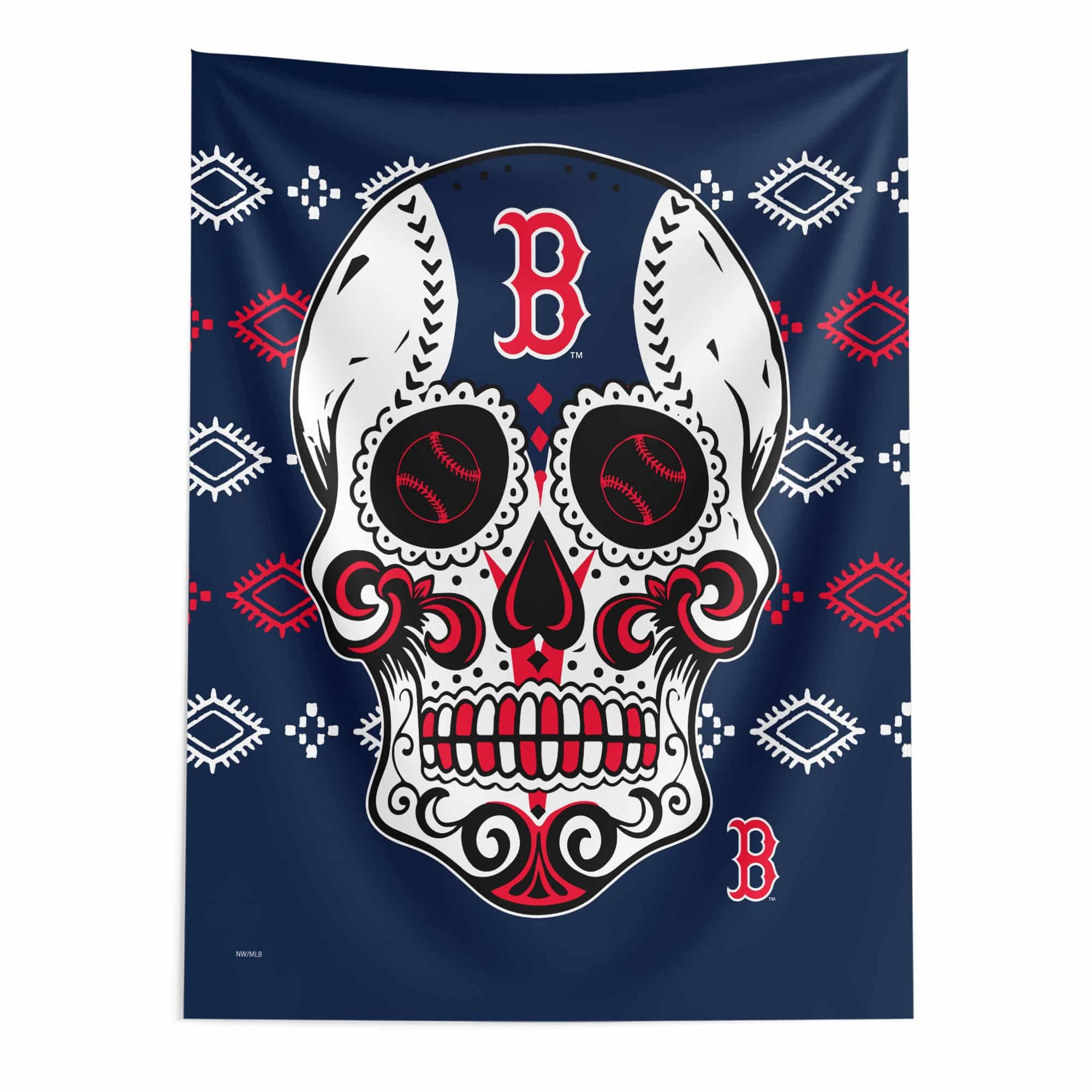 MLB Boston Red Sox Candy Skull Wall Hanging 50¡Á60 Inches