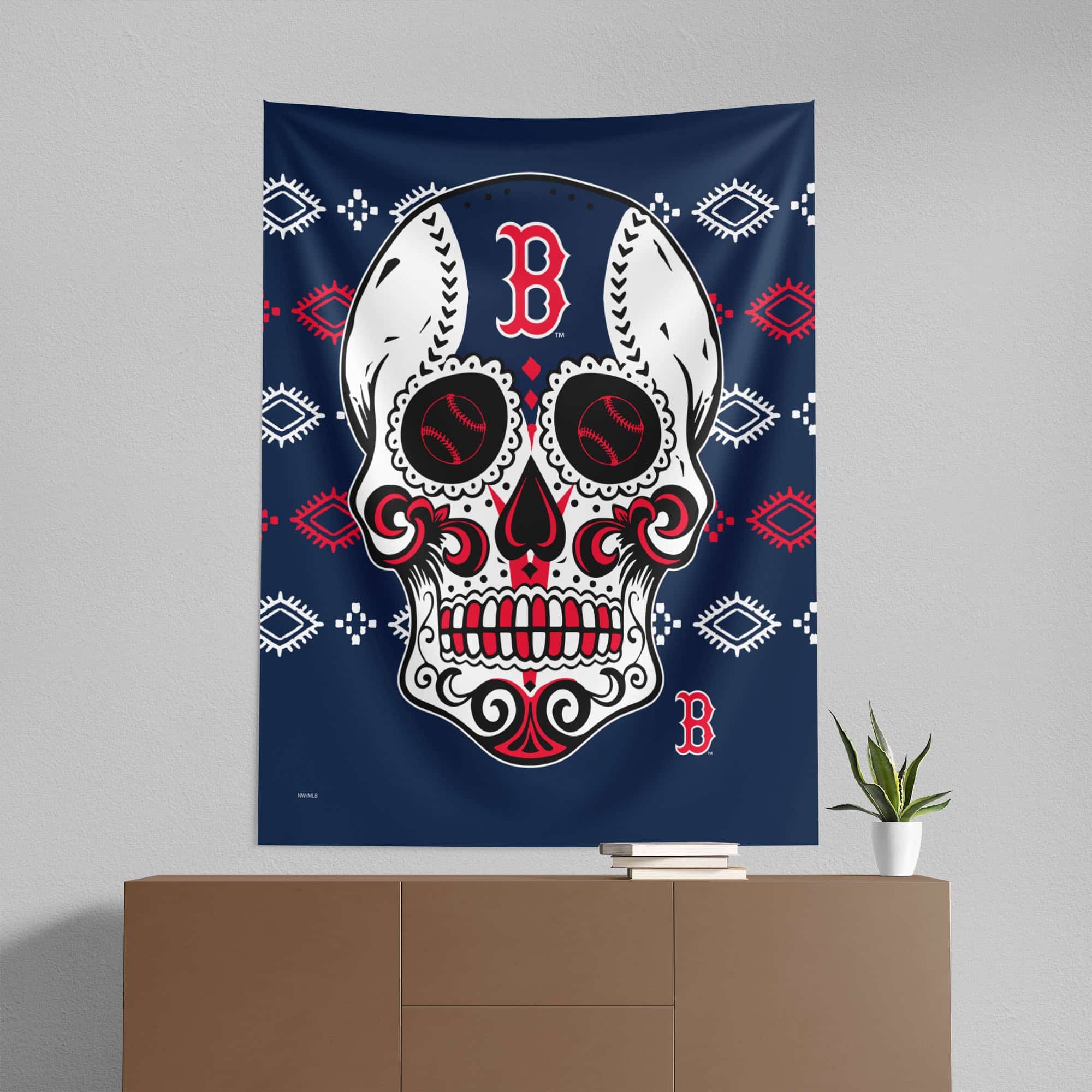 MLB Boston Red Sox Candy Skull Wall Hanging 50¡Á60 Inches