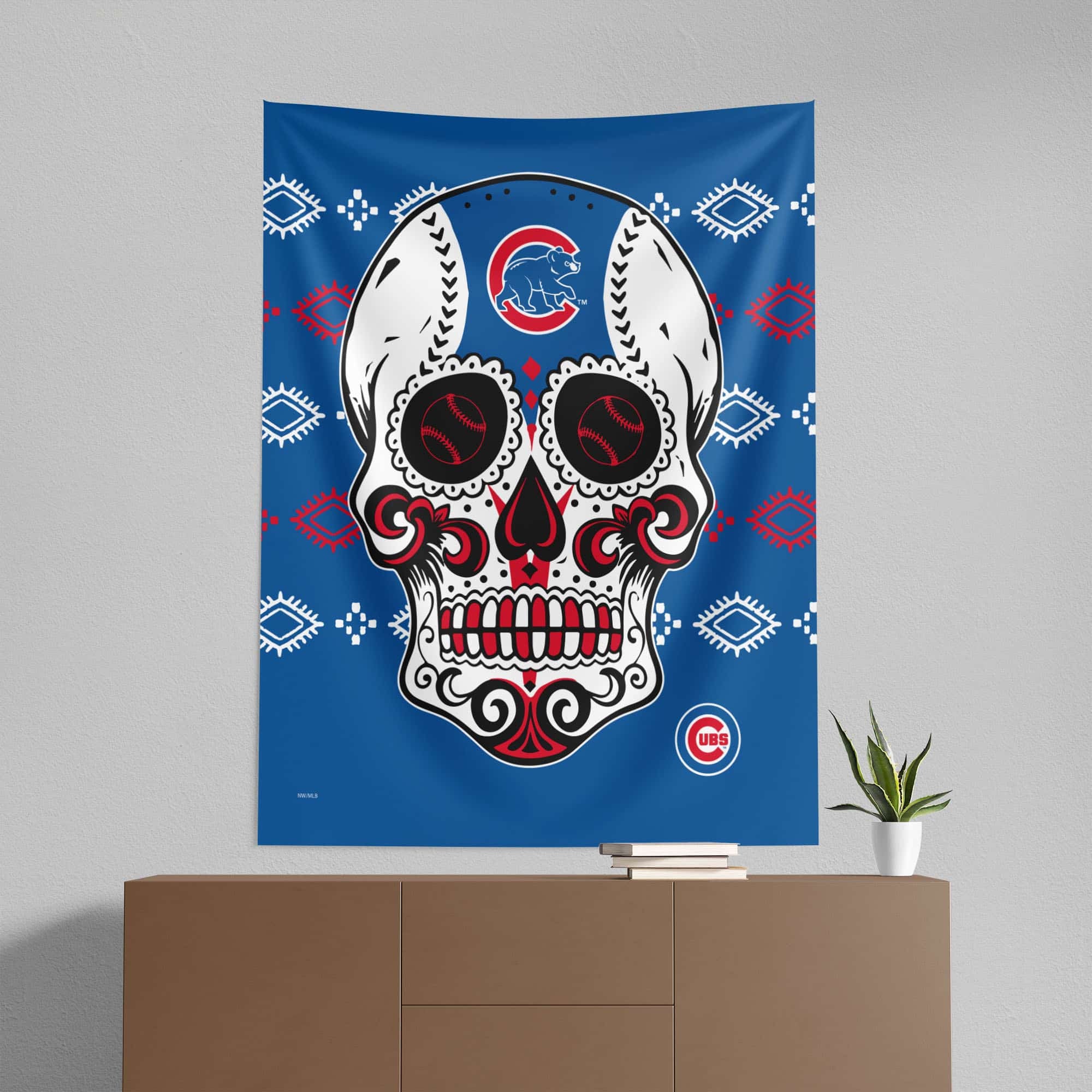 MLB Chicago Cubs Candy Skull Wall Hanging 50¡Á60 Inches