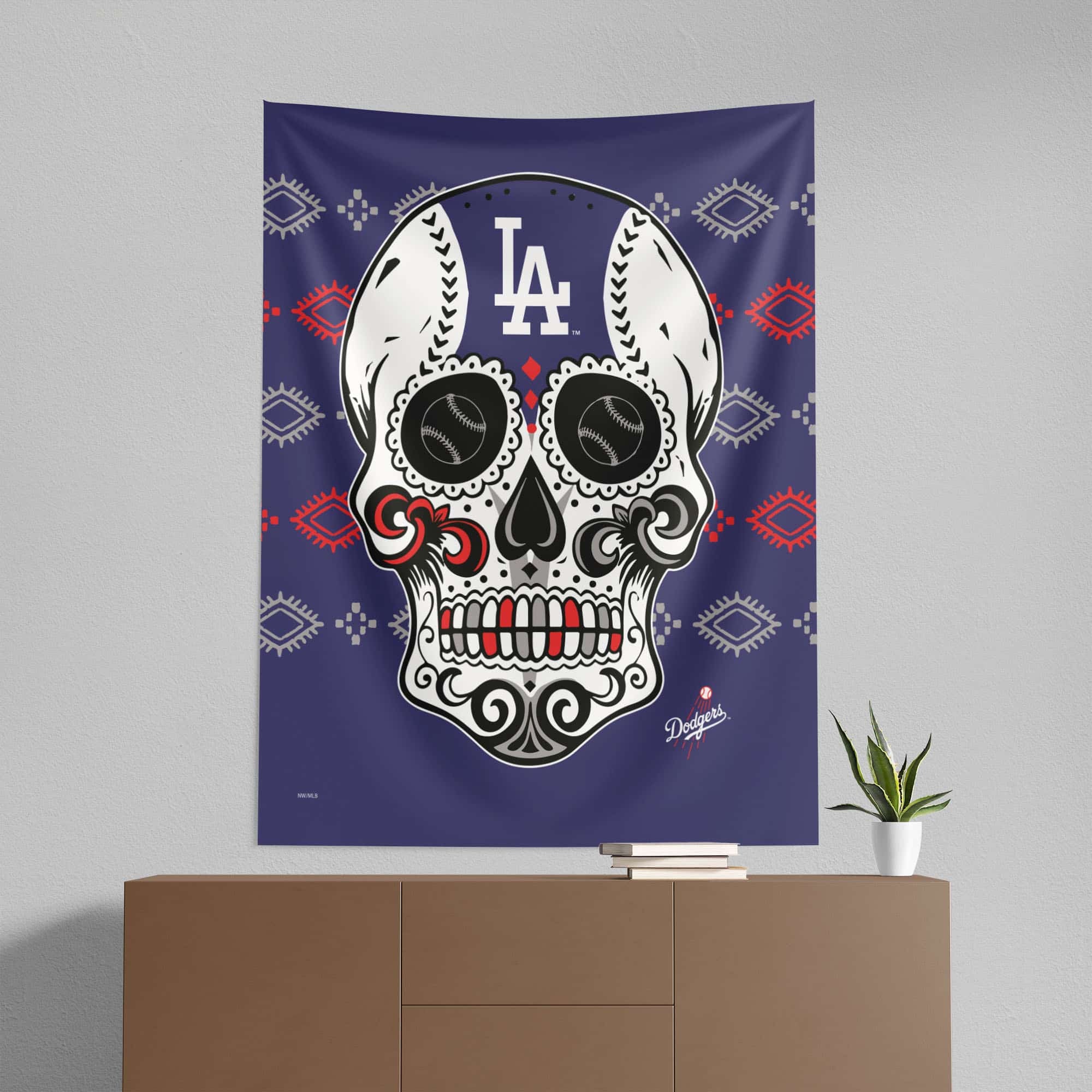 MLB Los Angeles Dodgers Candy Skull Wall Hanging 50¡Á60 Inches
