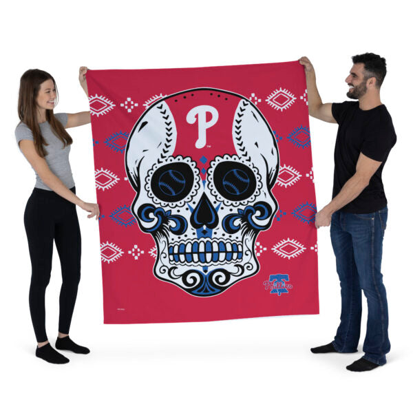 Philadelphia Phillies MLB Candy Skull Wall Hanging 50x60 Inches