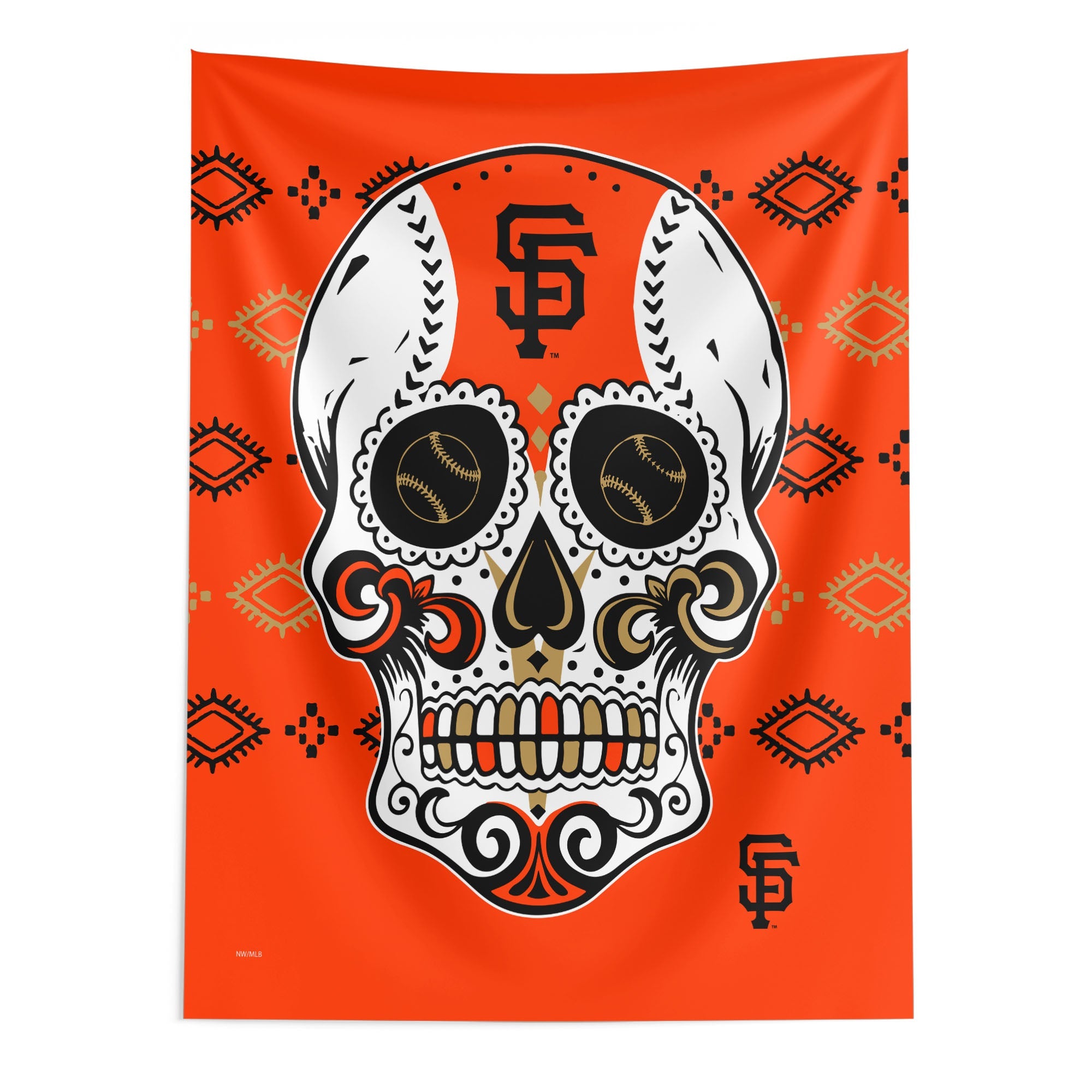San Francisco Giants MLB Candy Skull Wall Hanging 50x60 Inches