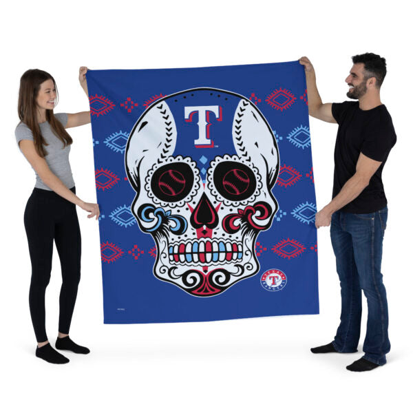 Texas Rangers MLB Candy Skull Wall Hanging 50x60 Inches