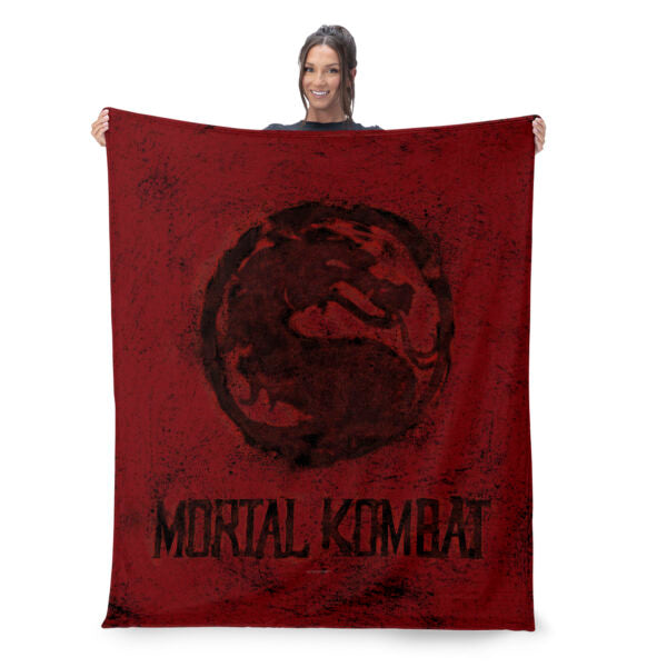 Mortal Kombat Logo Red Silk Touch Sherpa Throw Blanket 50¡Á60 Inches