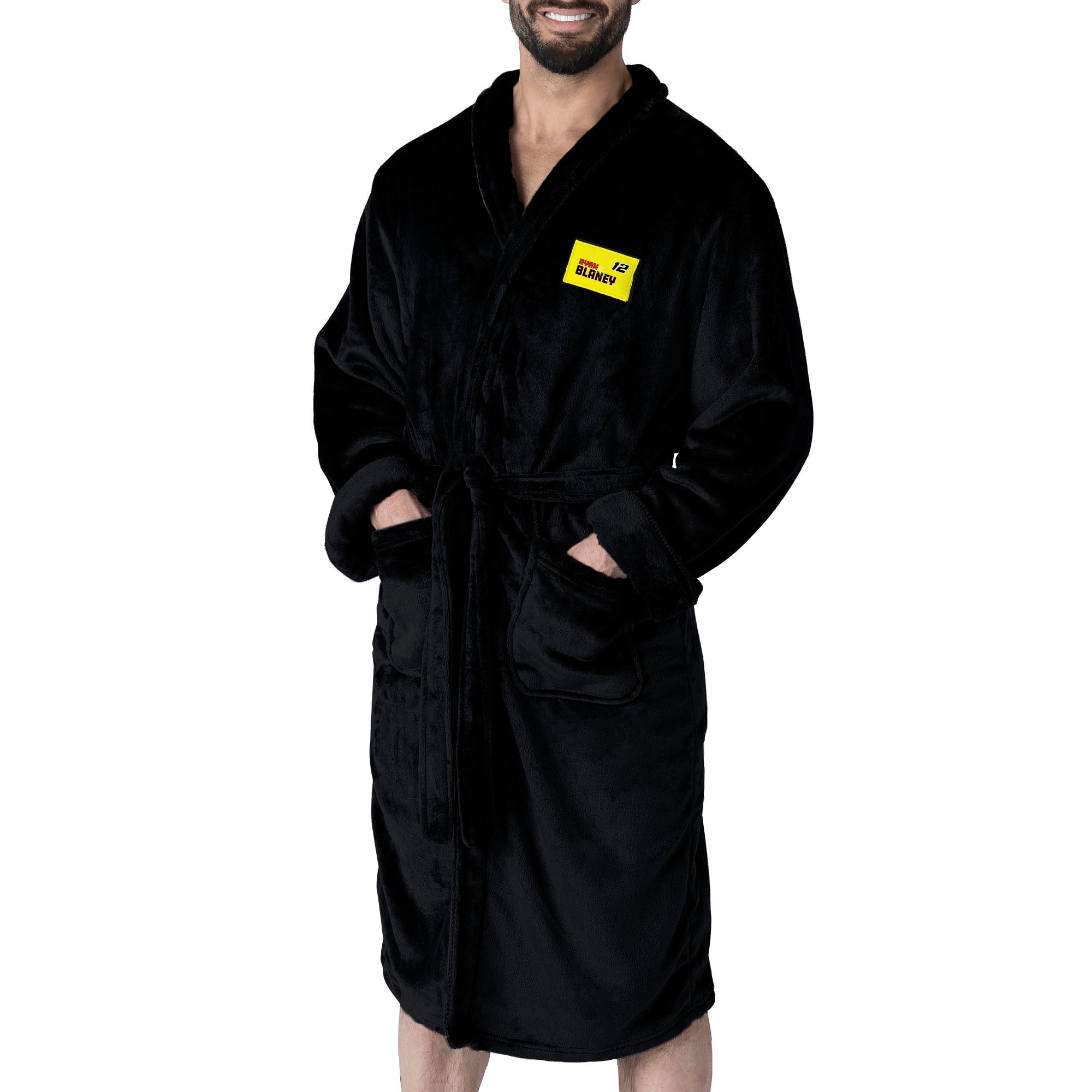 NASCAR Ryan Blaney Stacked Signature Black Silk Touch Robe Large/XLarge