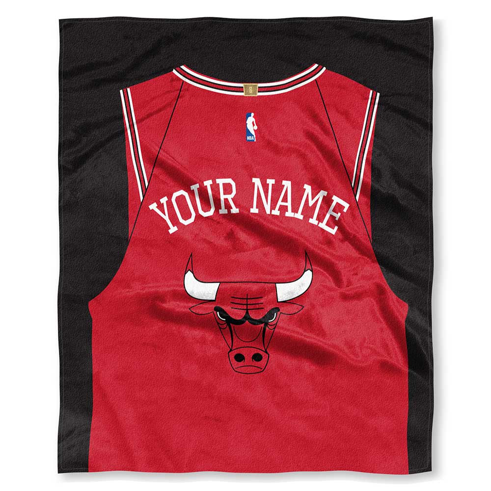 NBA Chicago Bulls Jersey Personalized Silk Touch Throw Blanket 50x60 Inches