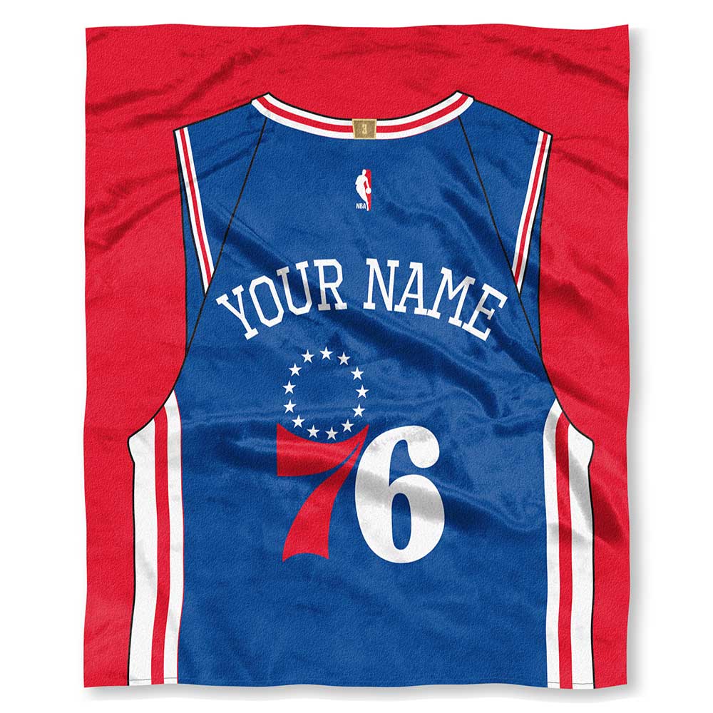 NBA Philadelphia 76ers Jersey Personalized Silk Touch Throw Blanket 50x60 Inches