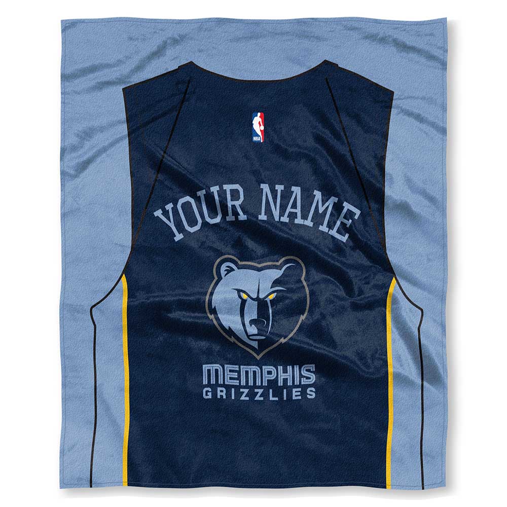 NBA Memphis Grizzlies Jersey Personalized Silk Touch Throw Blanket