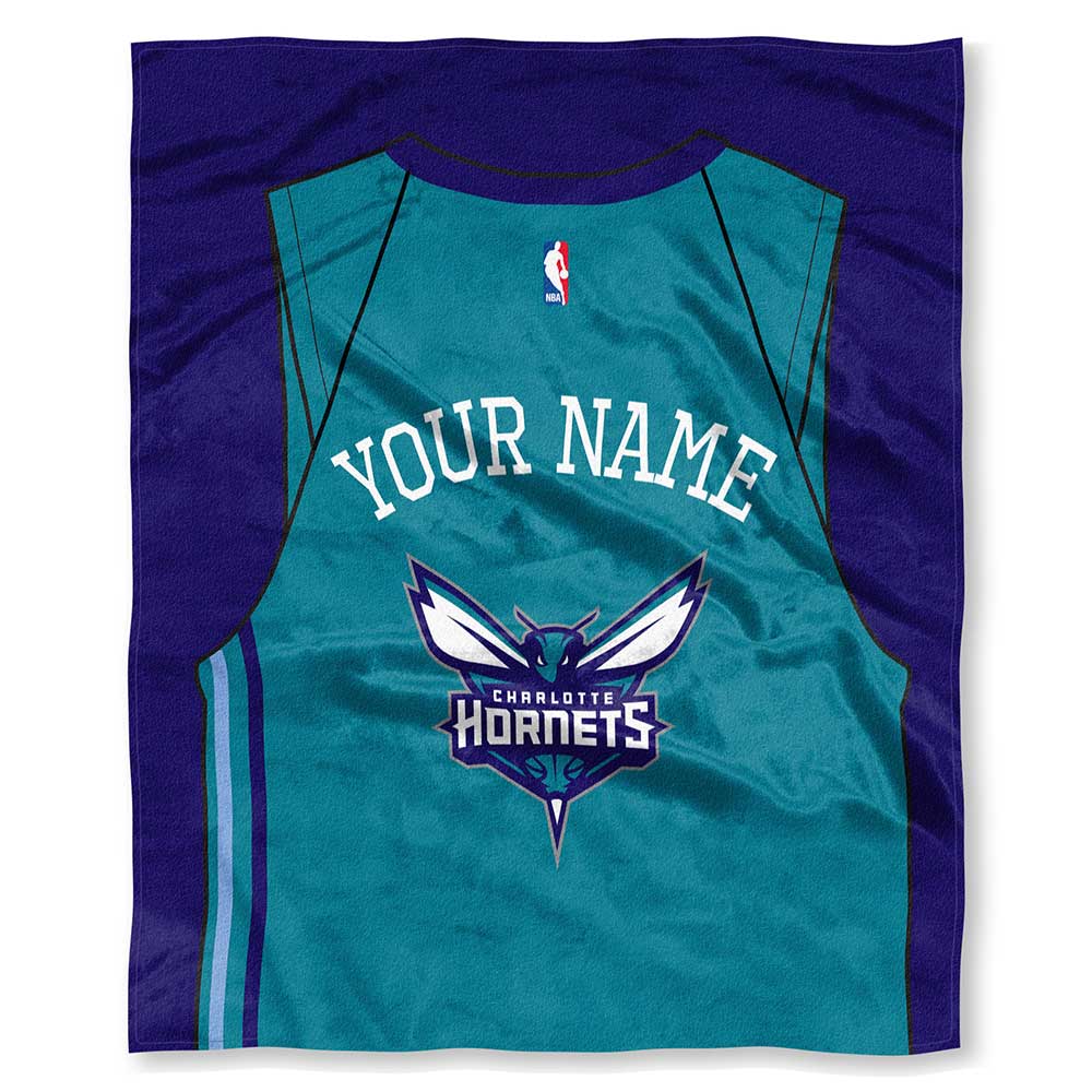 NBA Charlotte Hornets Jersey Personalized Silk Touch Throw Blanket 50x60 Inches