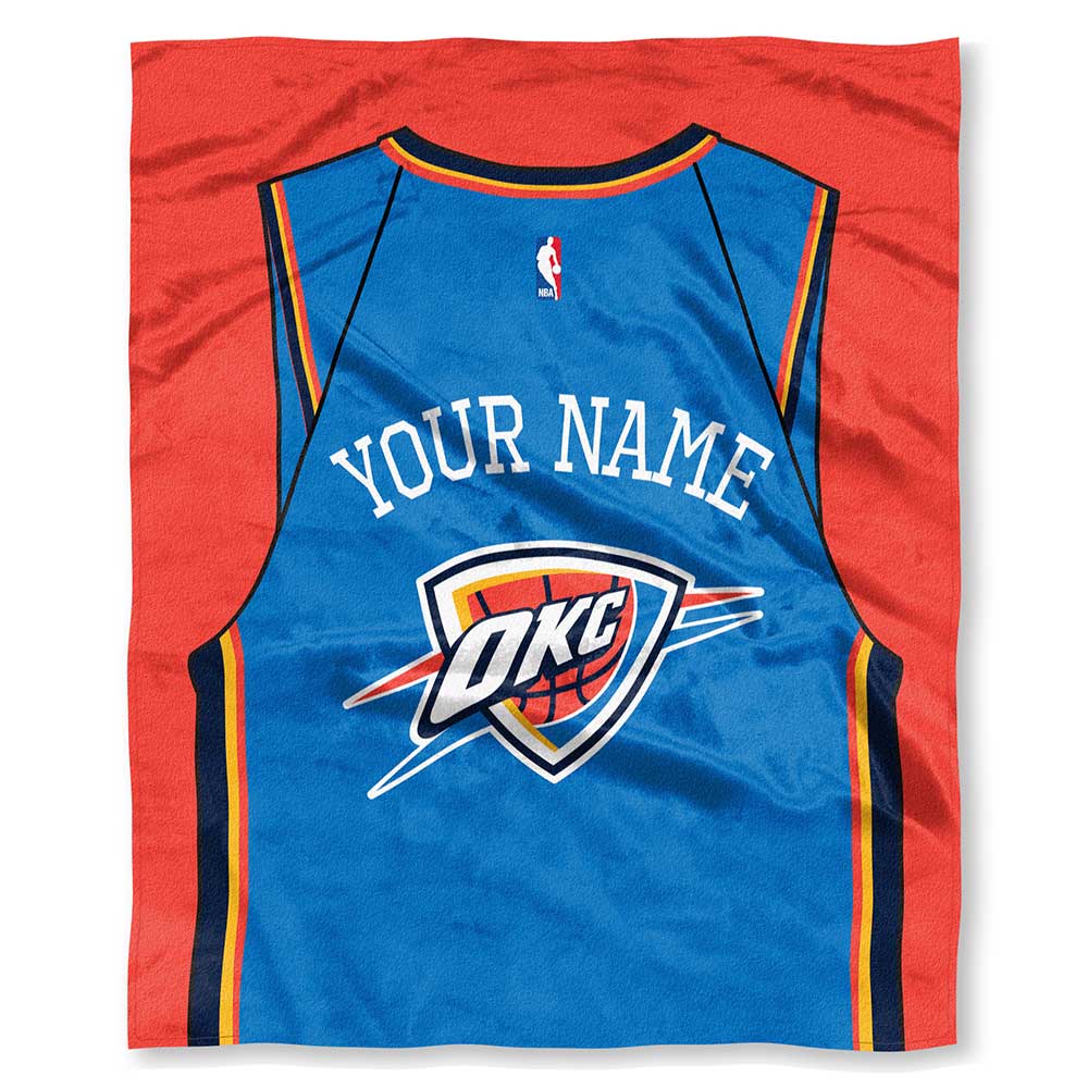 NBA Oklahoma City Thunder Jersey Personalized Silk Touch Throw Blanket