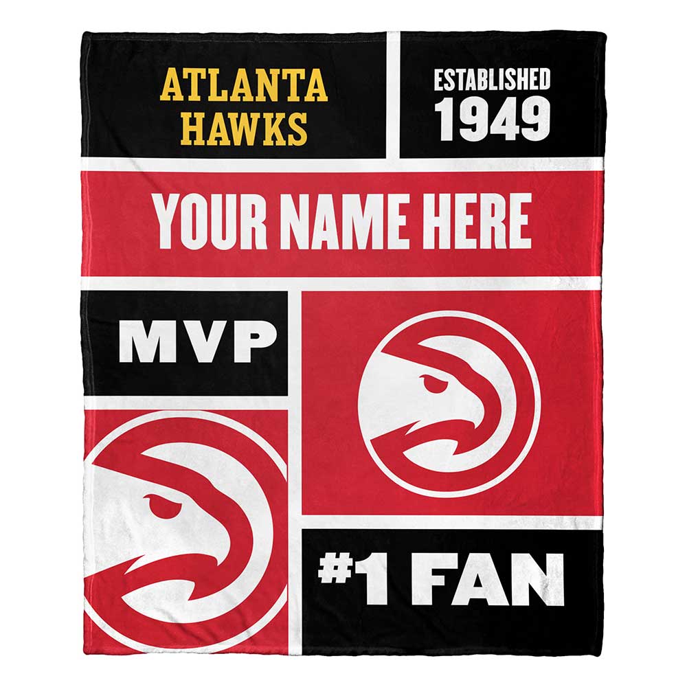 NBA Atlanta Hawks Colorblock Personalized Silk Touch Throw Blanket 50x60 Inches