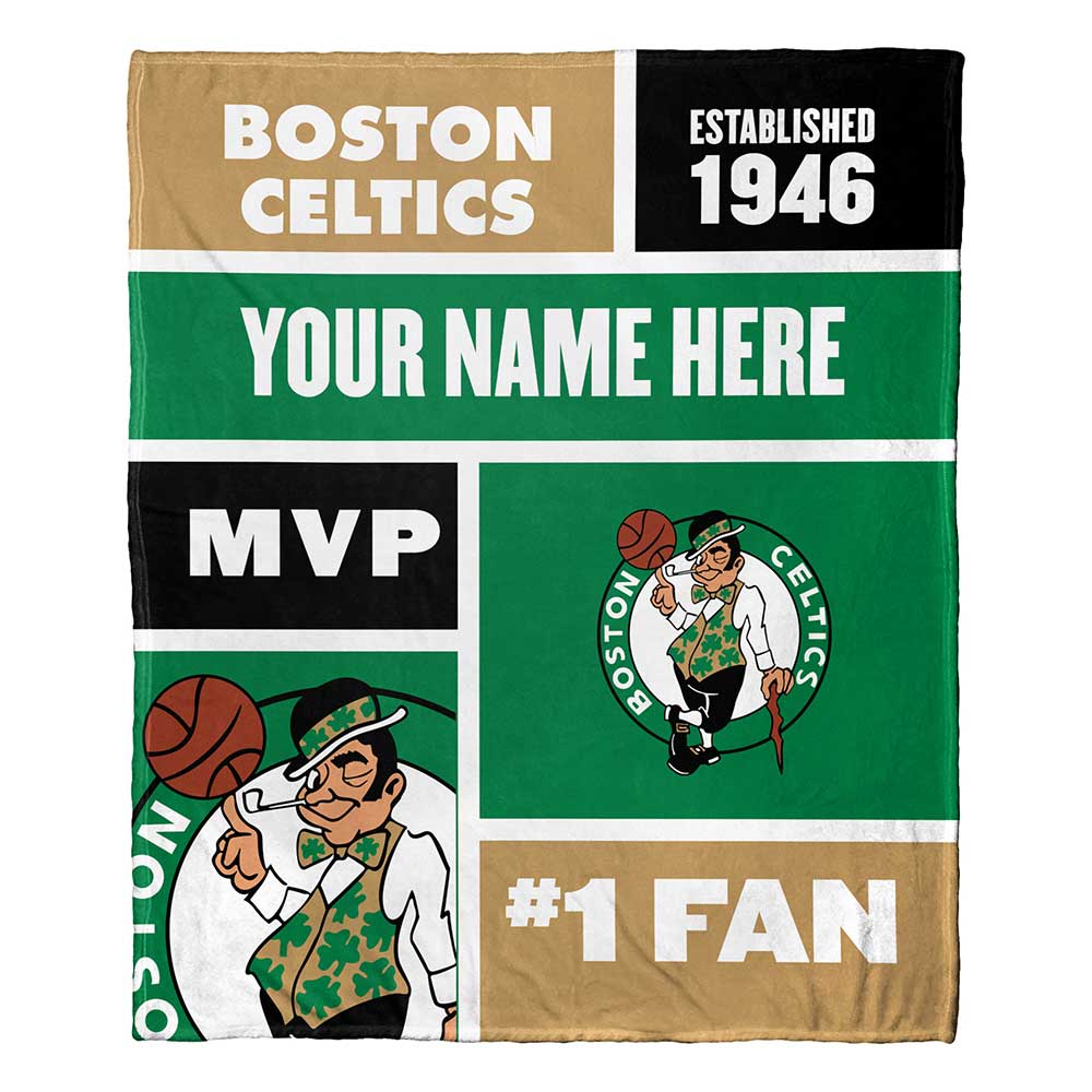 NBA Boston Celtics Colorblock Personalized Silk Touch Throw Blanket 50x60 Inches