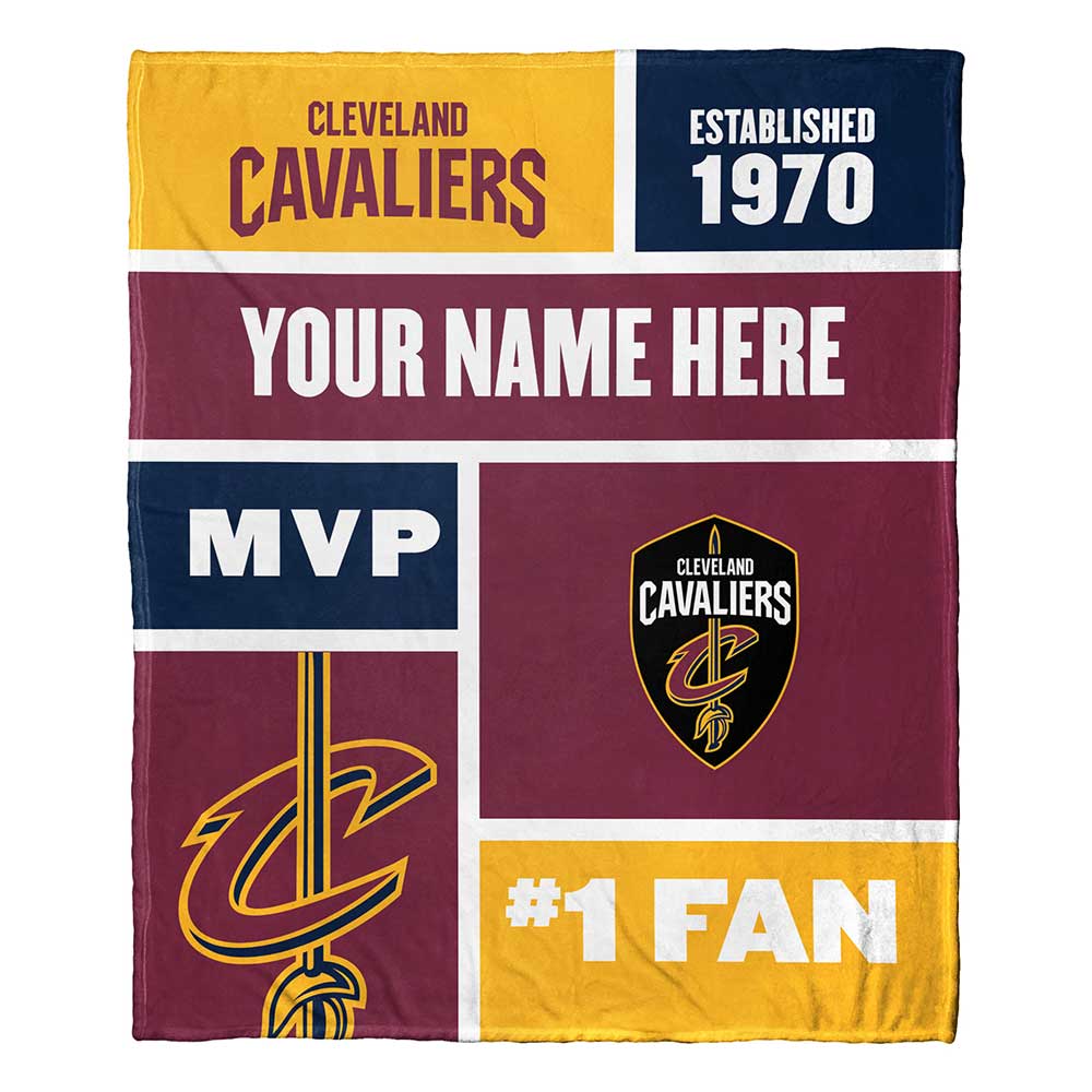 NBA Cleveland Cavaliers Colorblock Personalized Silk Touch Throw Blanket 50x60 Inches