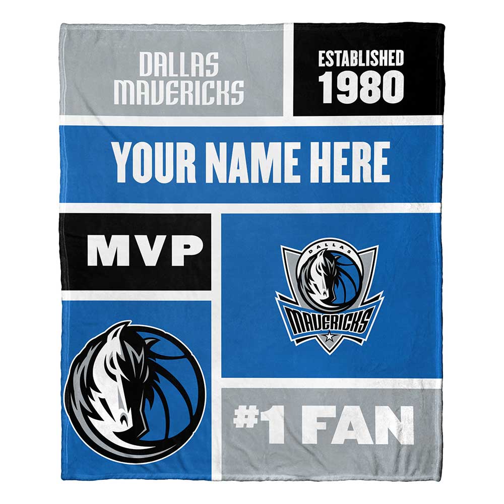 NBA Dallas Mavericks Colorblock Personalized Silk Touch Throw Blanket 50x60 Inches