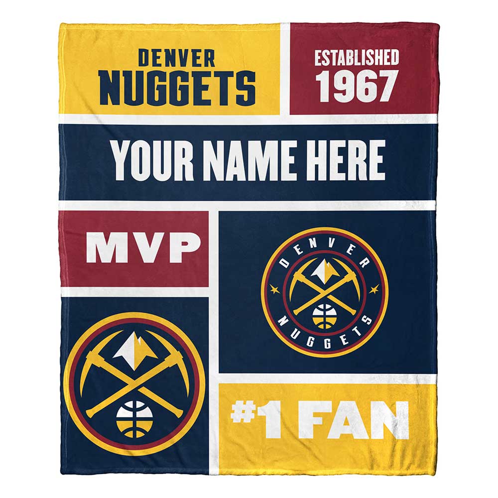 NBA Denver Nuggets Colorblock Personalized Silk Touch Throw Blanket 50x60 Inches
