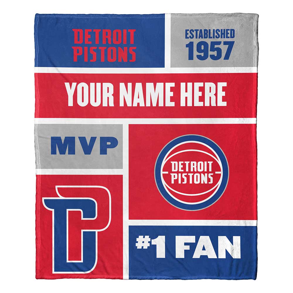 NBA Detroit Pistons Colorblock Personalized Silk Touch Throw Blanket 50x60 Inches