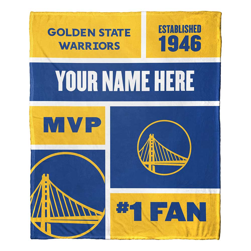 NBA Golden State Warriors Colorblock Personalized Silk Touch Throw Blanket 50x60 Inches