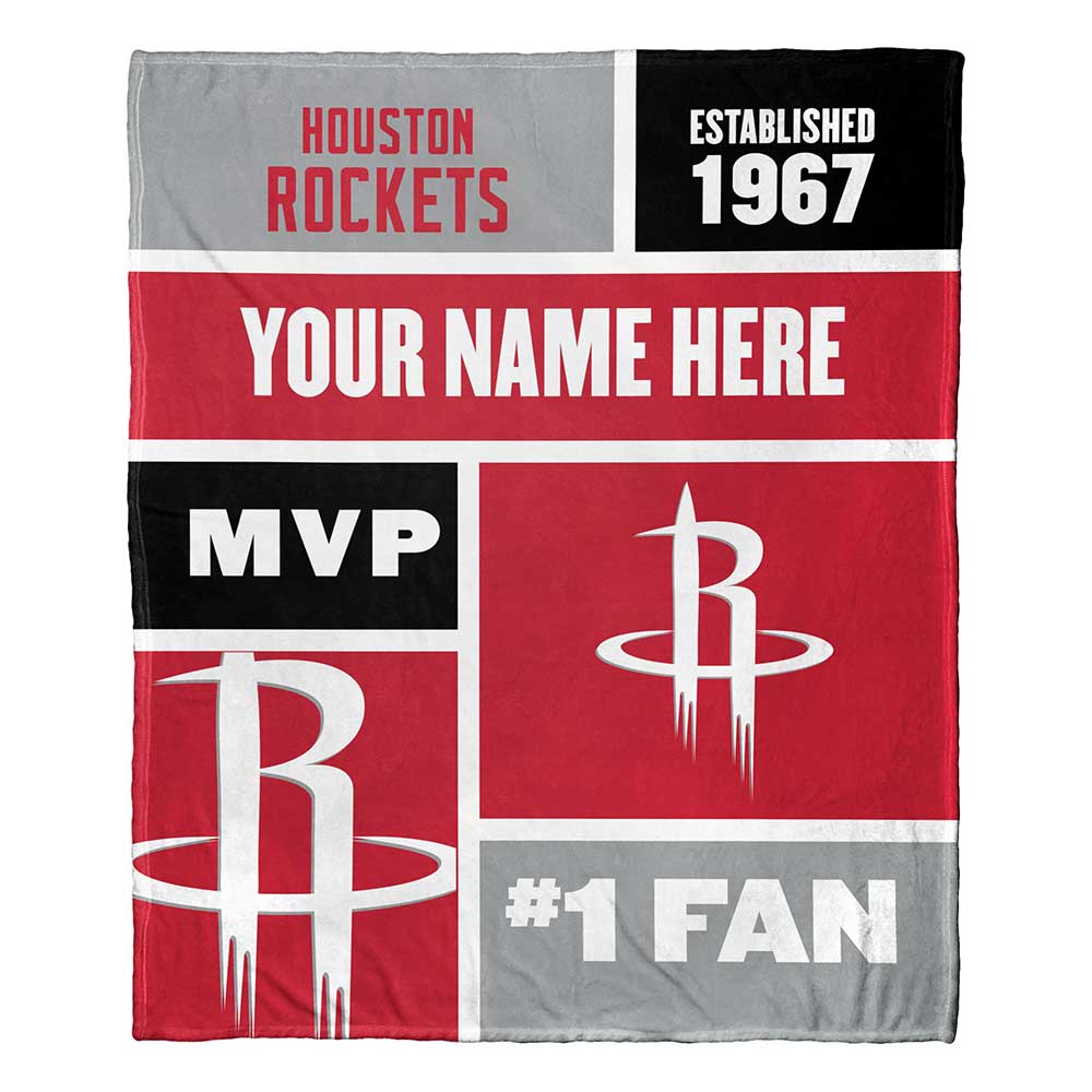NBA Houston Rockets Colorblock Personalized Silk Touch Throw Blanket 50x60 Inches