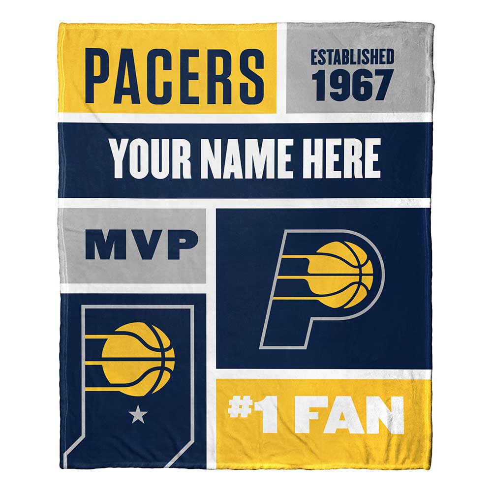 NBA Indiana Pacers Colorblock Personalized Silk Touch Throw Blanket 50x60 Inches