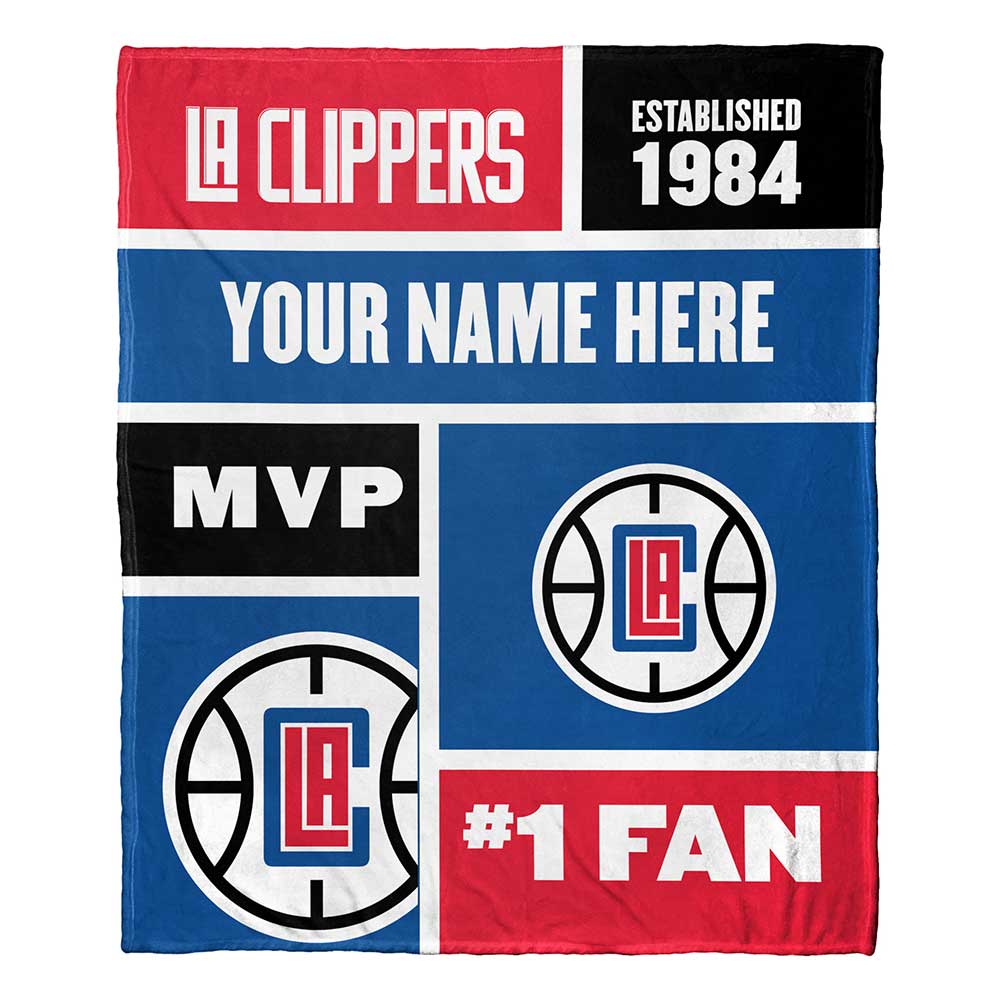NBA Los Angeles Clippers Colorblock Personalized Silk Touch Throw Blanket 50x60 Inches