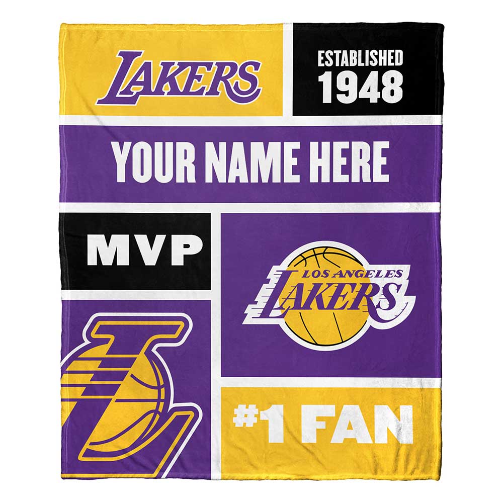 NBA Los Angeles Lakers Colorblock Personalized Silk Touch Throw Blanket 50x60 Inches