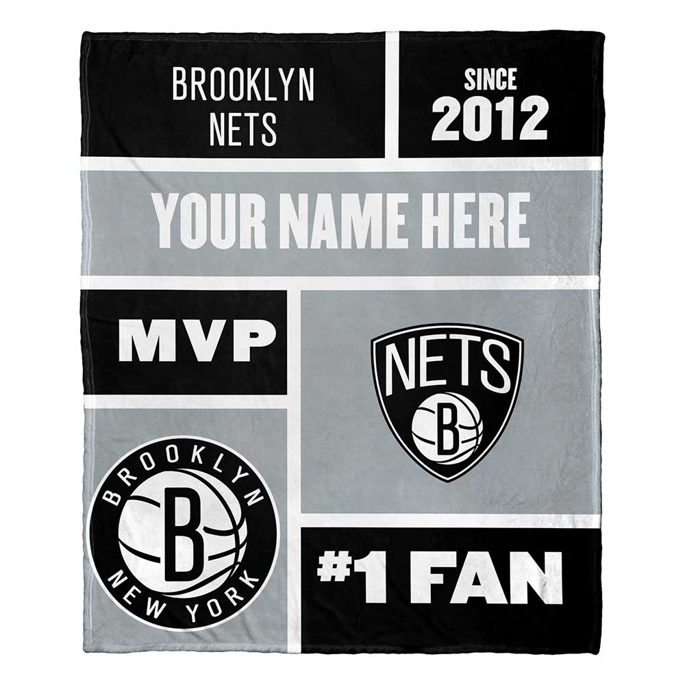 NBA Brooklyn Nets Colorblock Personalized Silk Touch Throw Blanket 50x60 Inches
