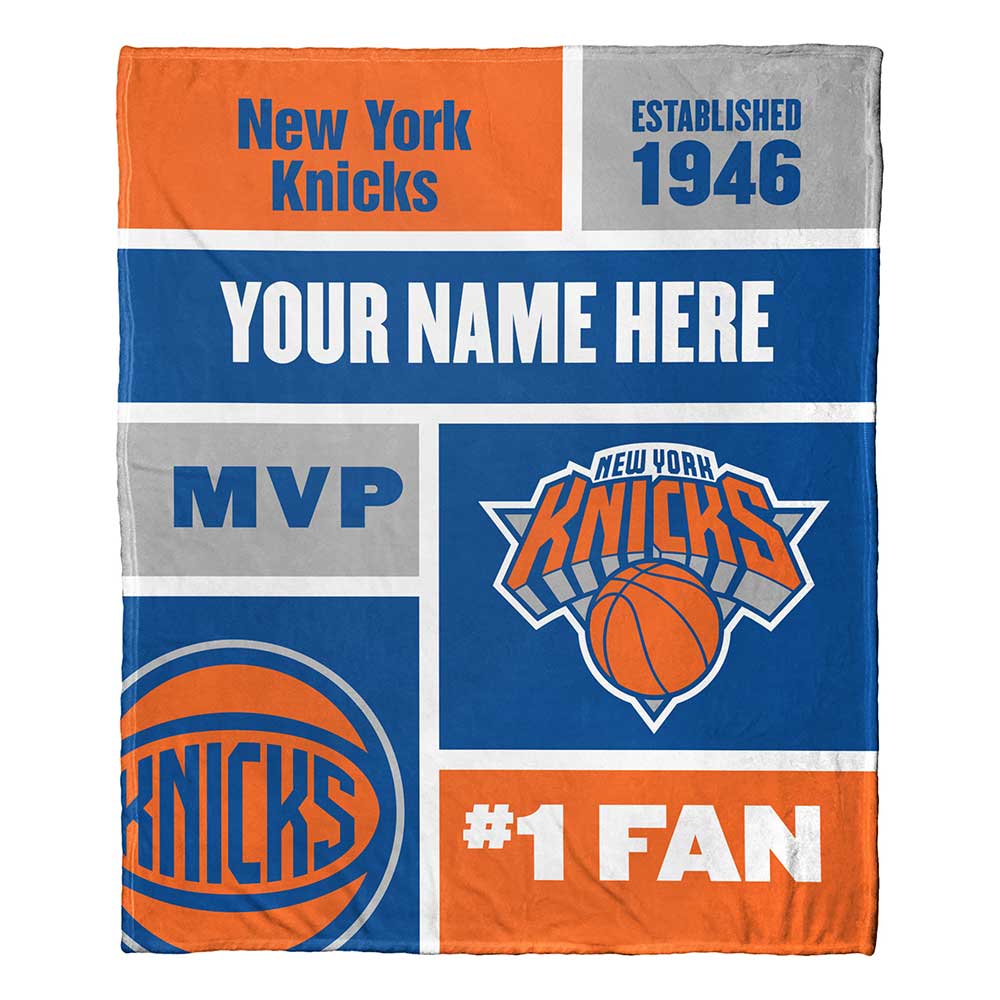NBA New York Knicks Colorblock Personalized Silk Touch Throw Blanket 50x60 Inches
