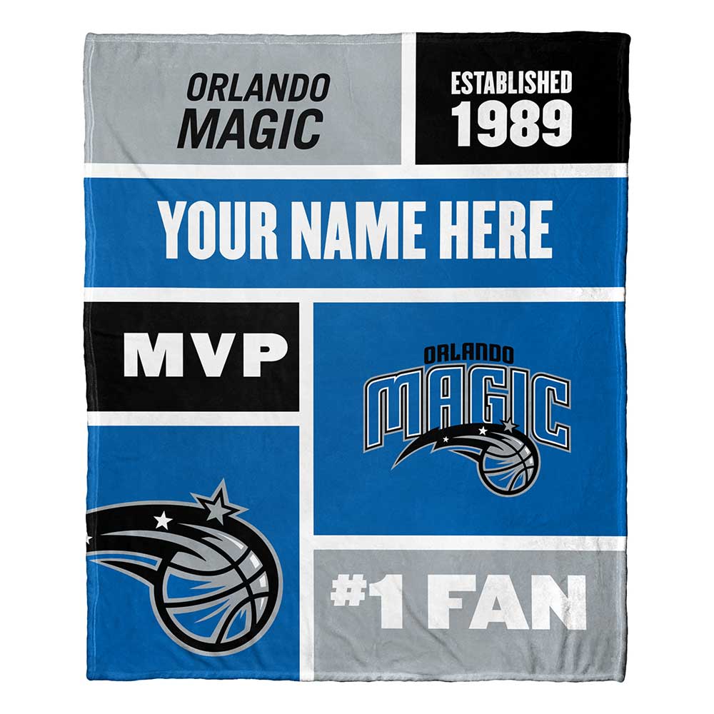 NBA Orlando Magic Colorblock Personalized Silk Touch Throw Blanket 50x60 Inches
