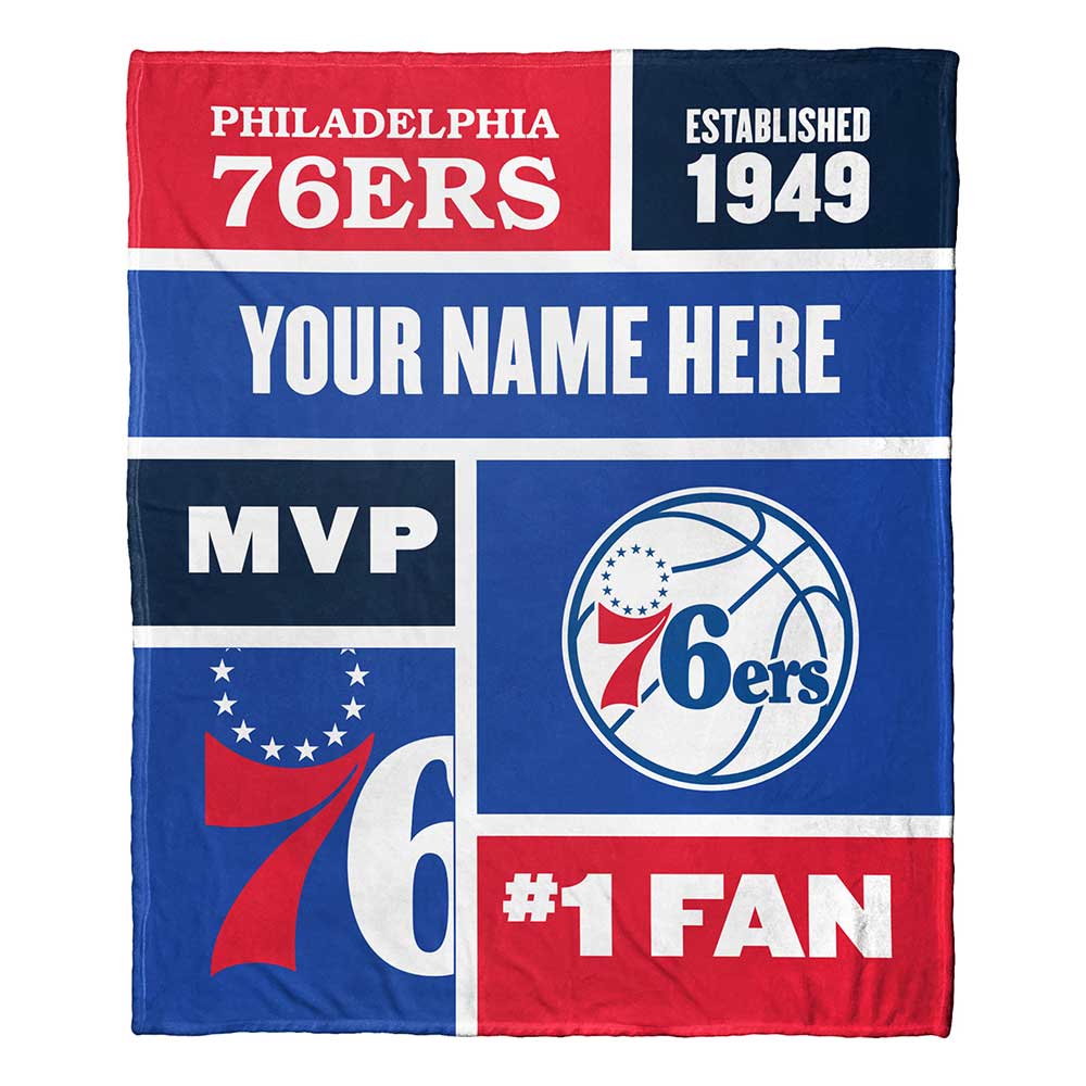 NBA Philadelphia 76ers Colorblock Personalized Silk Touch Throw Blanket 50x60 Inches