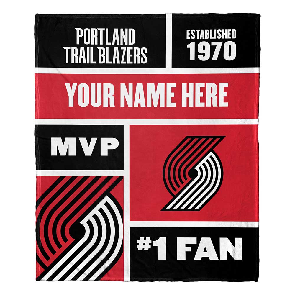 NBA Portland Trail Blazers Colorblock Personalized Silk Touch Throw Blanket 50x60 Inches