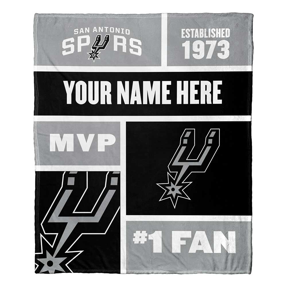 NBA San Antonio Spurs Colorblock Personalized Silk Touch Throw Blanket 50x60 Inches
