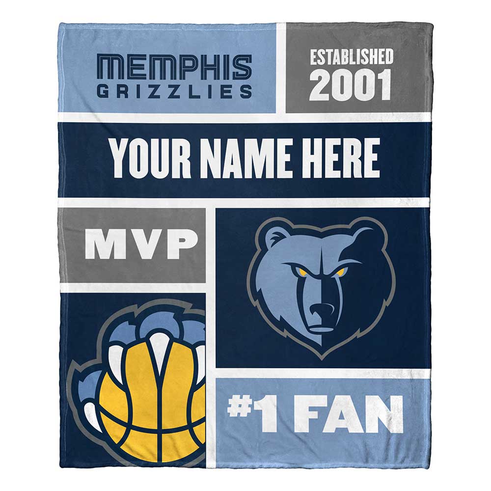 NBA Memphis Grizzlies Colorblock Personalized Silk Touch Throw Blanket 50x60 Inches