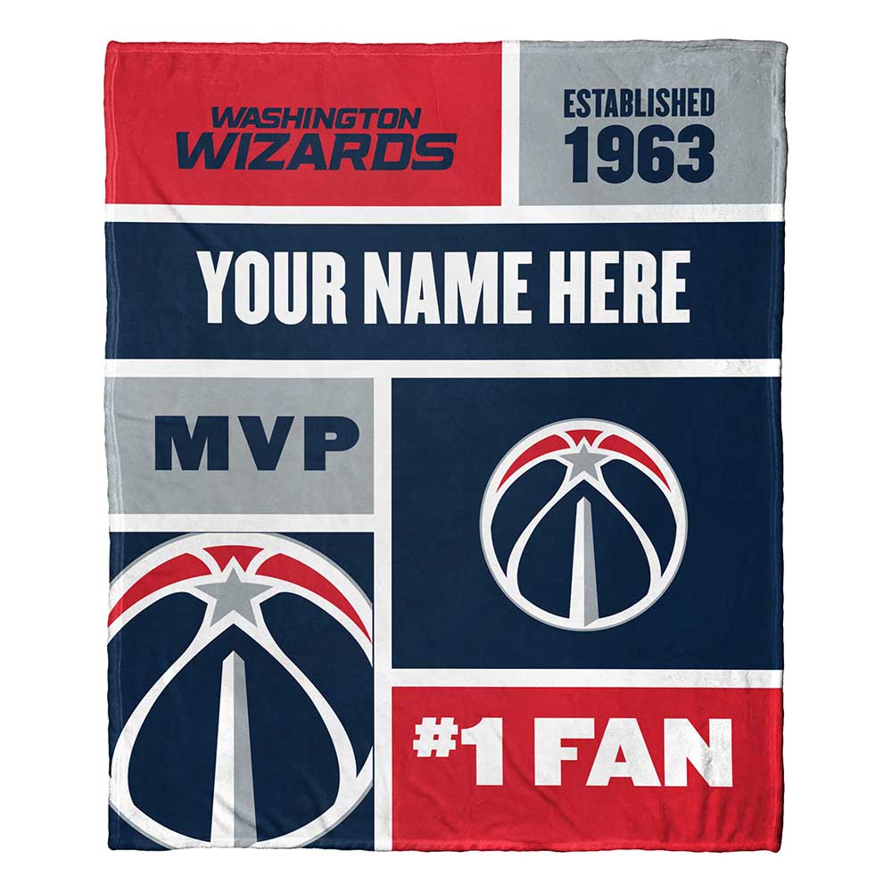NBA Washington Wizards Colorblock Personalized Silk Touch Throw Blanket 50x60 Inches