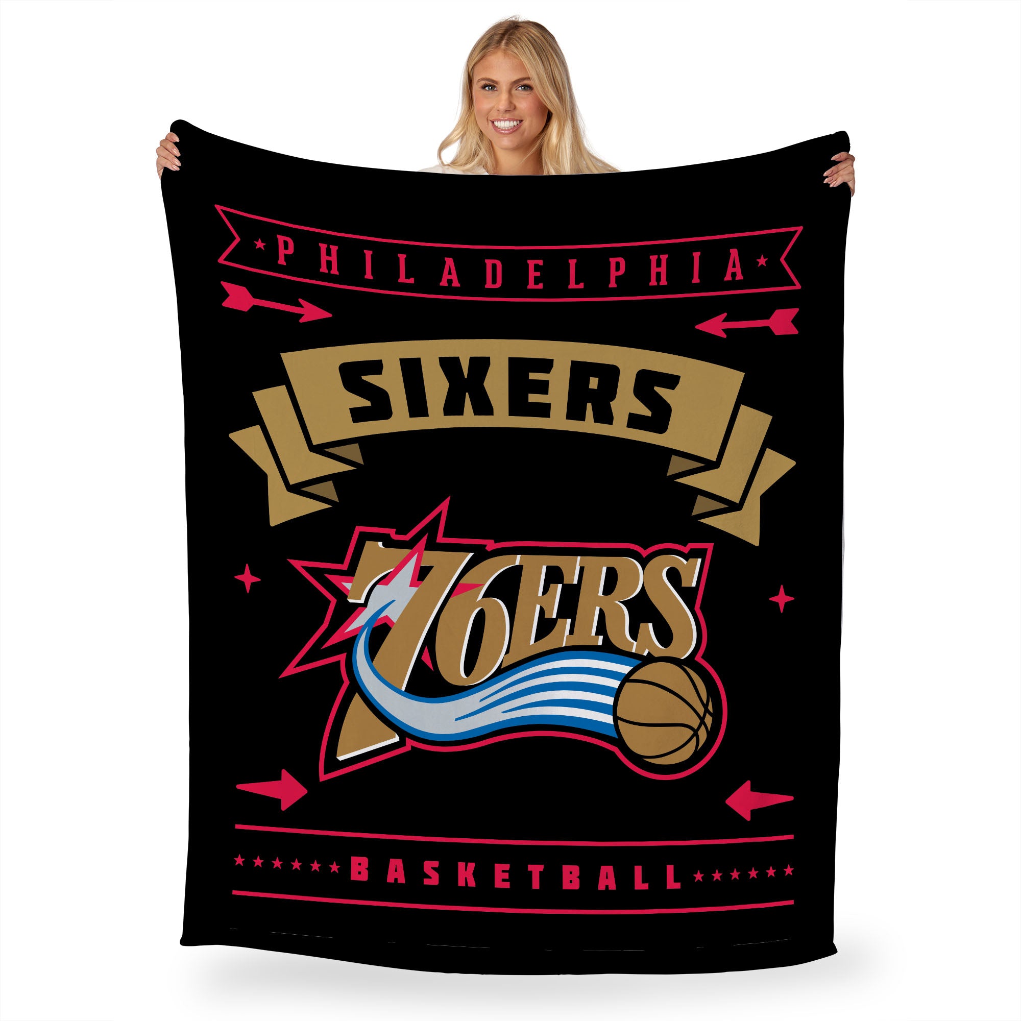 NBA Philadelphia Hardwood Classic 76ers Silk Touch Throw Blanket 50x60 Inches