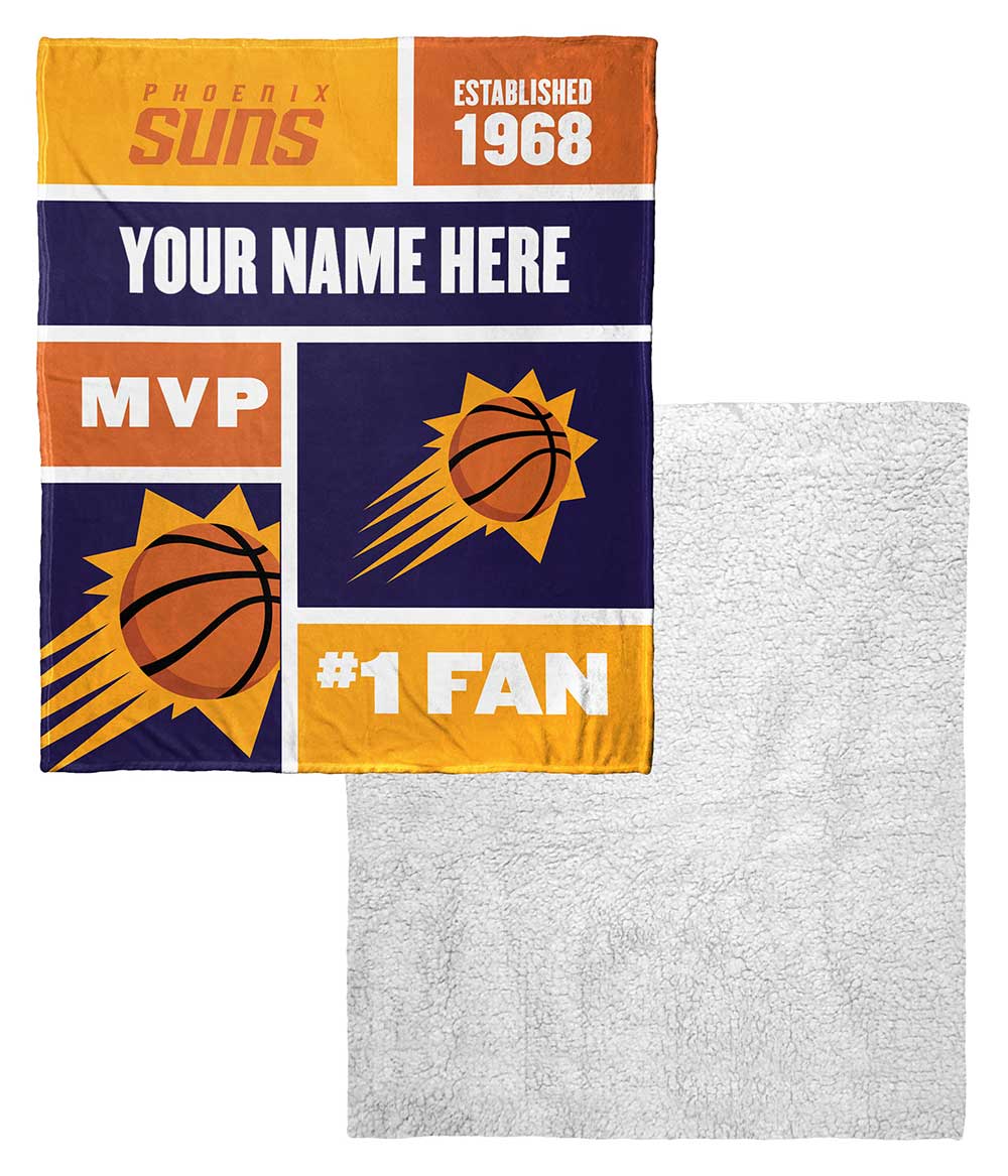 NBA Phoenix Suns Colorblock Personalized Silk Touch Sherpa Throw Blanket 50x60 Inches