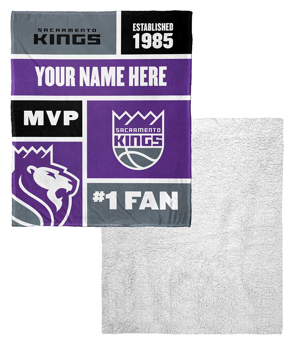 NBA Sacramento Kings Colorblock Personalized Silk Touch Sherpa Throw Blanket 50x60 Inches
