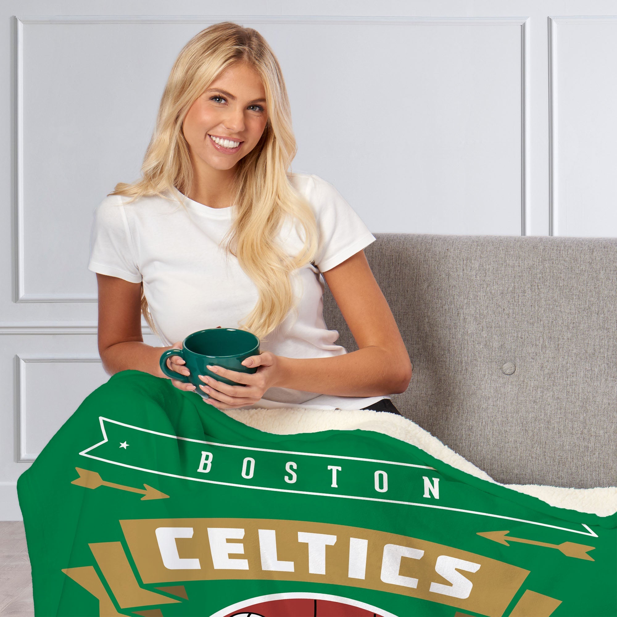 NBA Boston Celtics Hardwood Classics Silk Touch Sherpa Throw Blanket 50x60 Inches