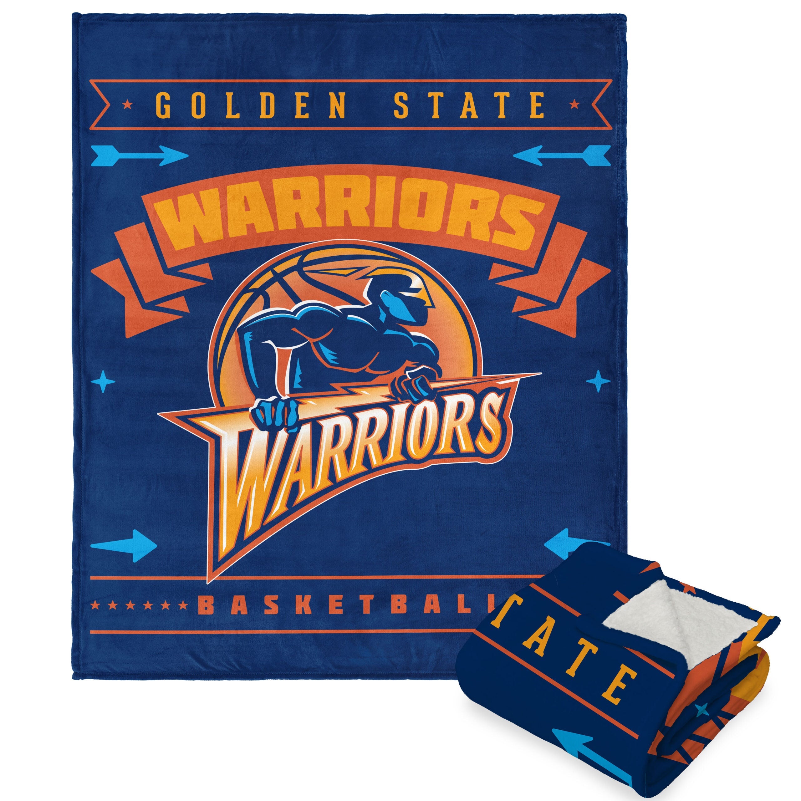 NBA Golden State Warriors Hardwood Classics Silk Touch Sherpa Throw Blanket 50x60 Inches
