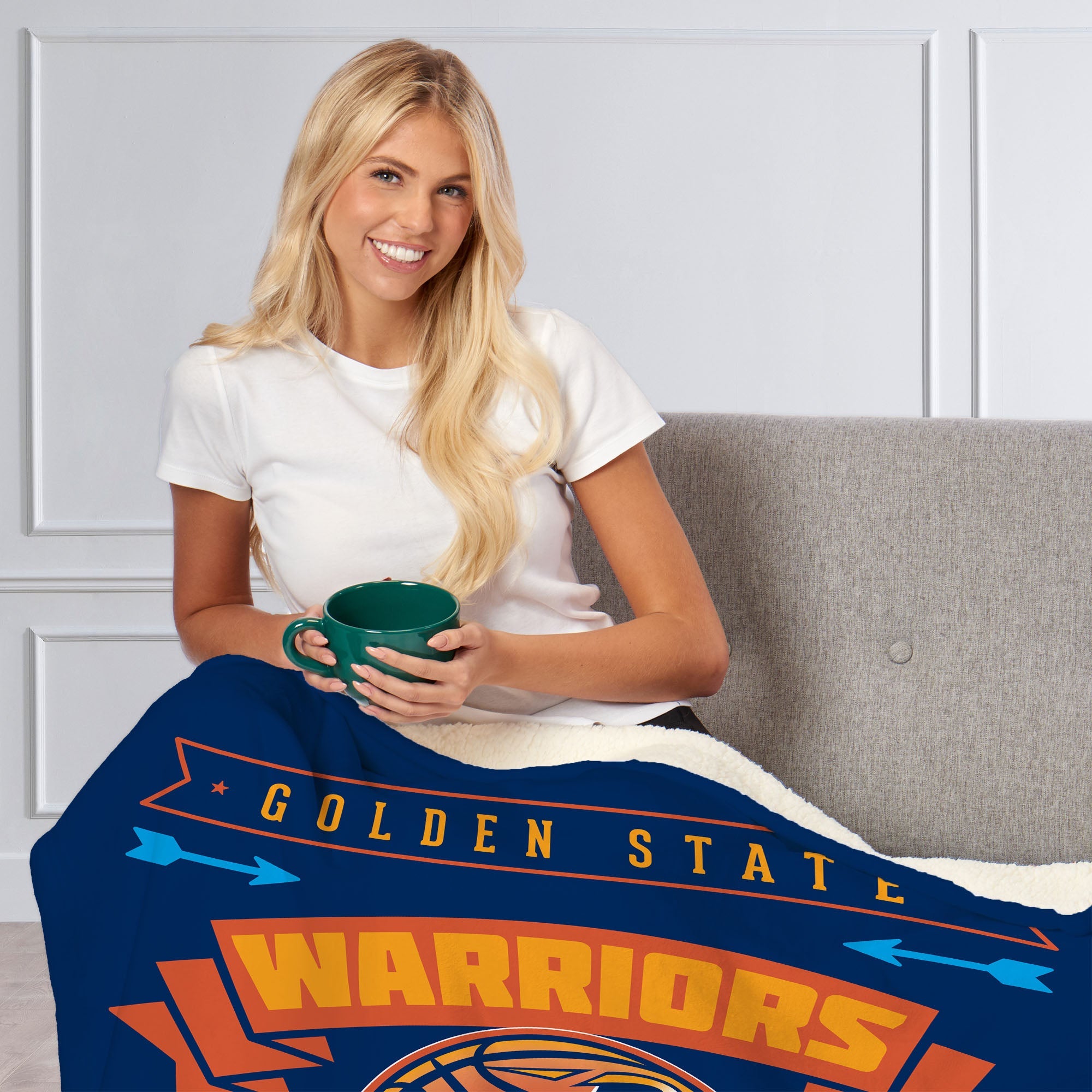 NBA Golden State Warriors Hardwood Classics Silk Touch Sherpa Throw Blanket 50x60 Inches